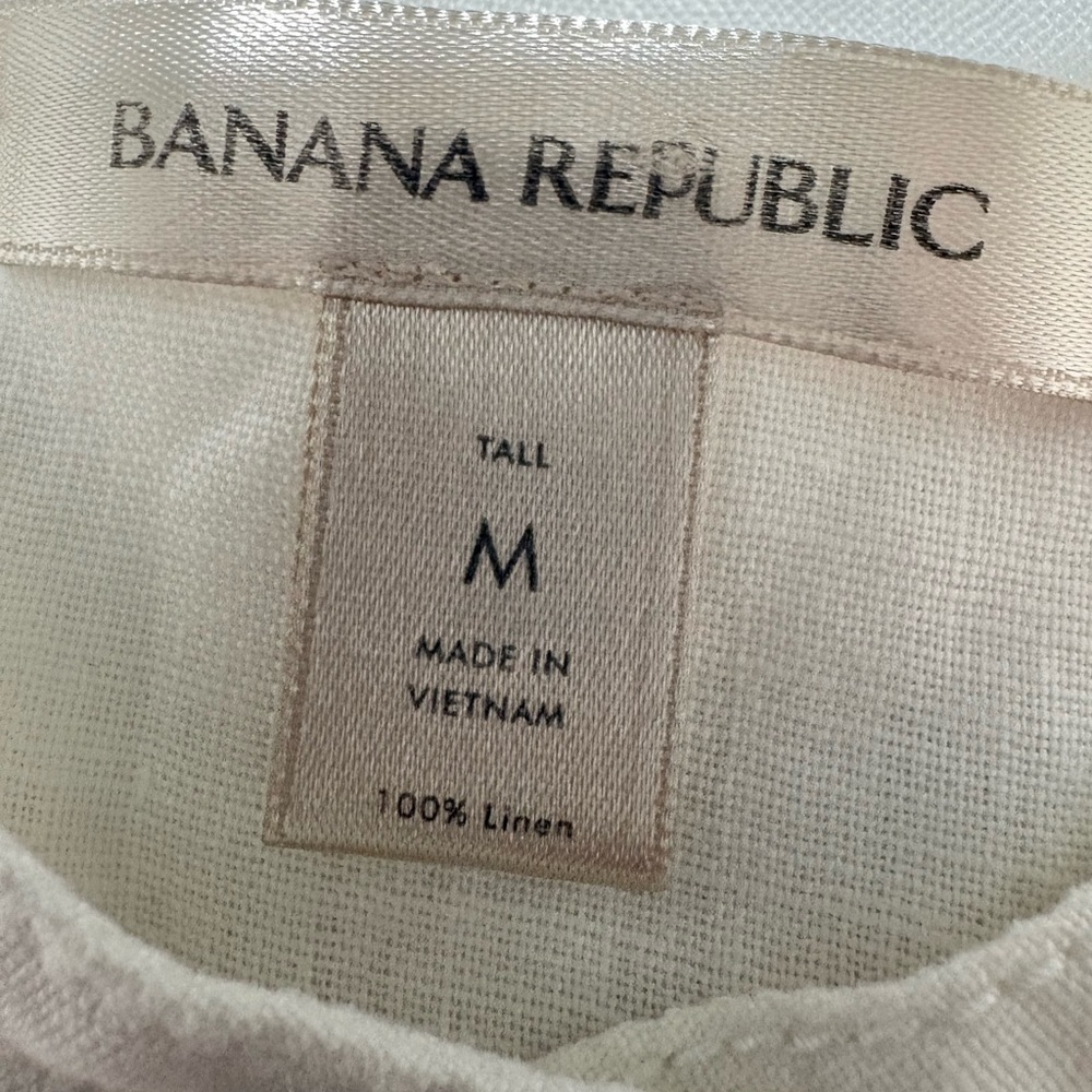 Banana Republic White Linen Flounce-Hem Mini/Midi Dress. Mandarin Collar,Pockets - Picture 9 of 15